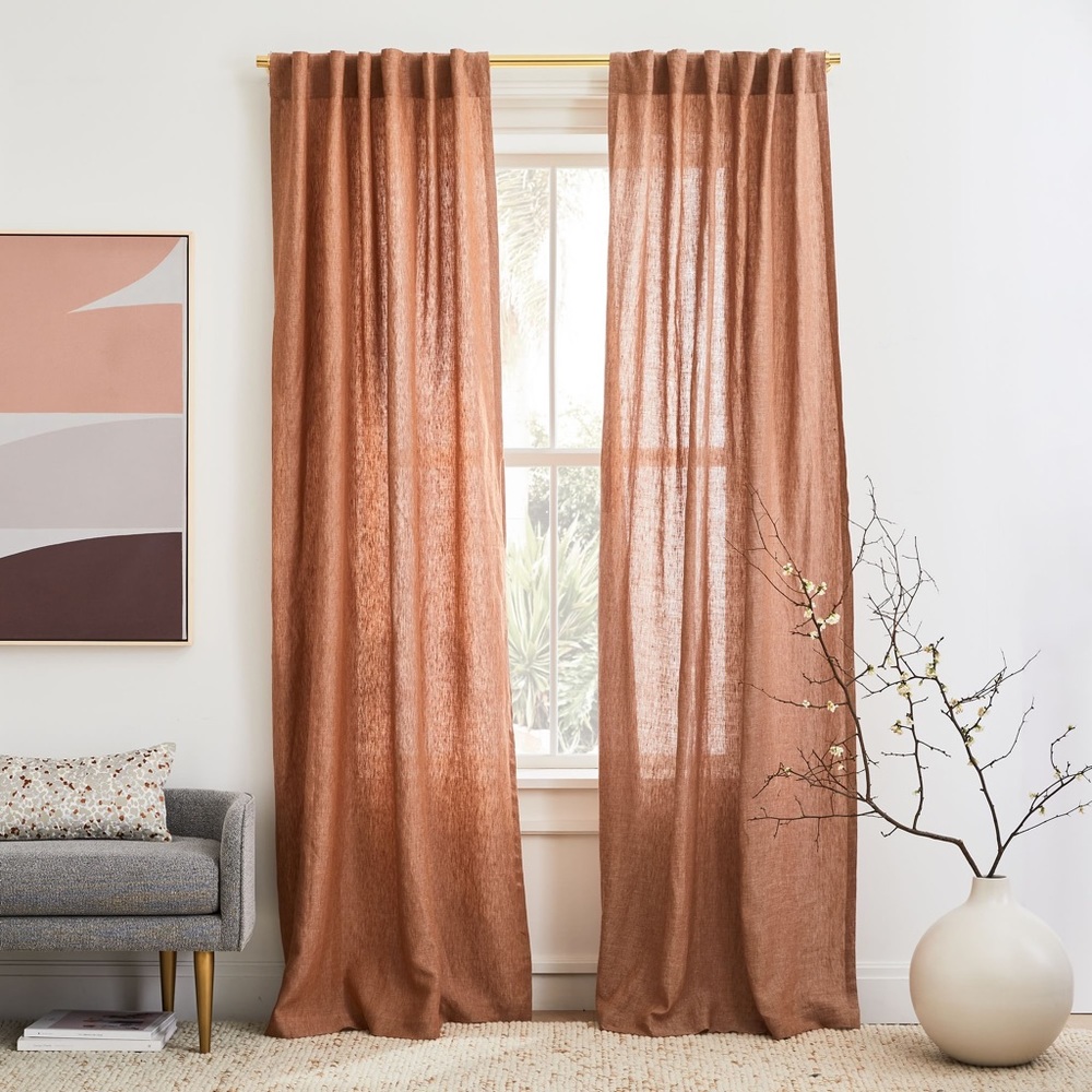 West Elm European Flax Linen Melange Curtain 
in Terracotta